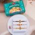 Divine Trio: Ganesha Rakhi Set with Soan Papdi
