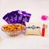 Blue Evil Eye Rakhi Gift Set with Dairy Milk Bars & Almonds