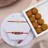Divine Om & Stone Rakhi Set with Besan Laddu